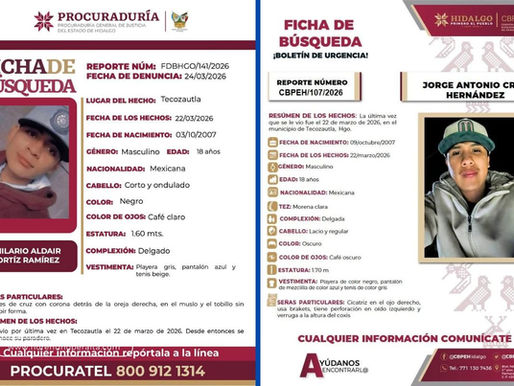 Tecozautla se une para localizar a Jorge e Hilario; llevan una semana desaparecidos