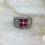 Thumbnail: 18ct White Gold Diamond and Ruby Floral Ring