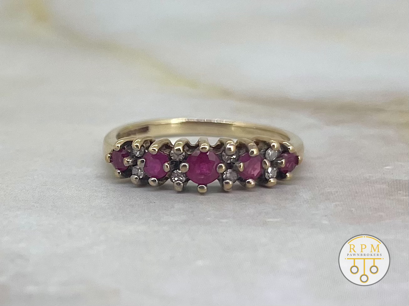 9ct Yellow Gold Diamond and Ruby Ring