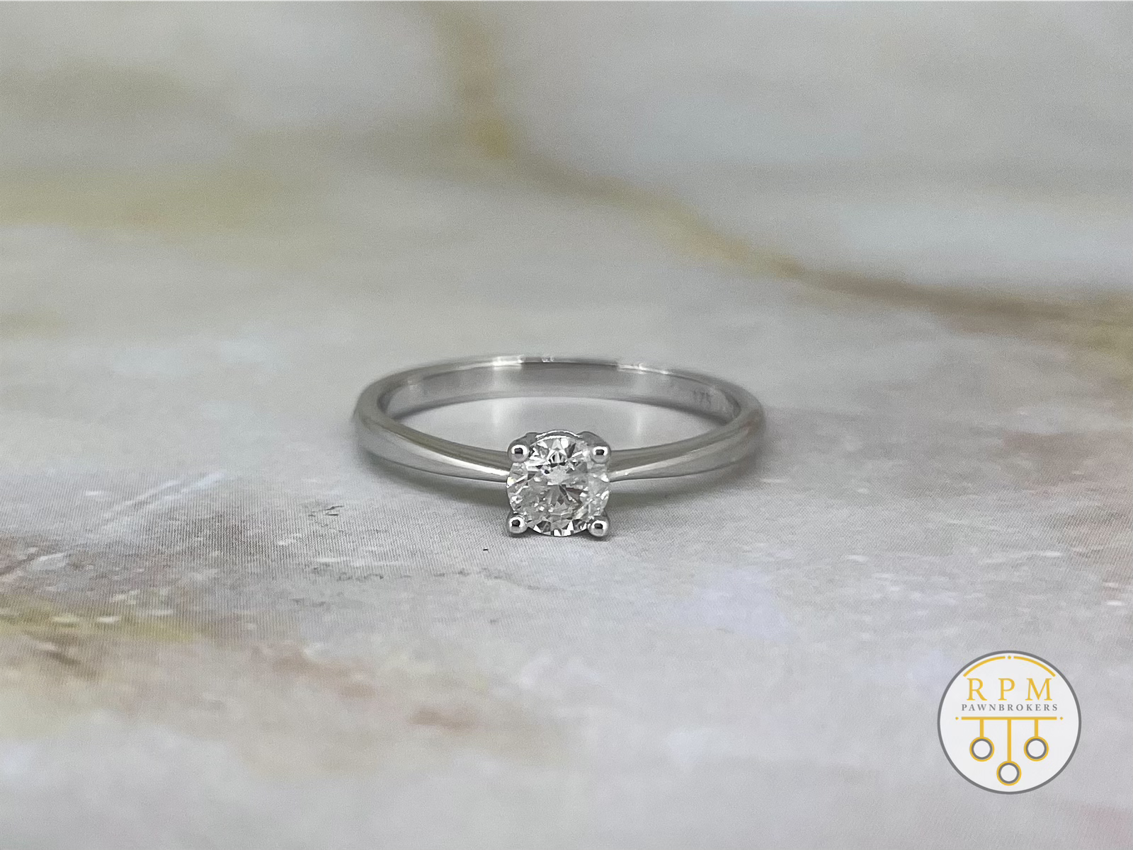 9ct White Gold Single Stone Diamond Ring