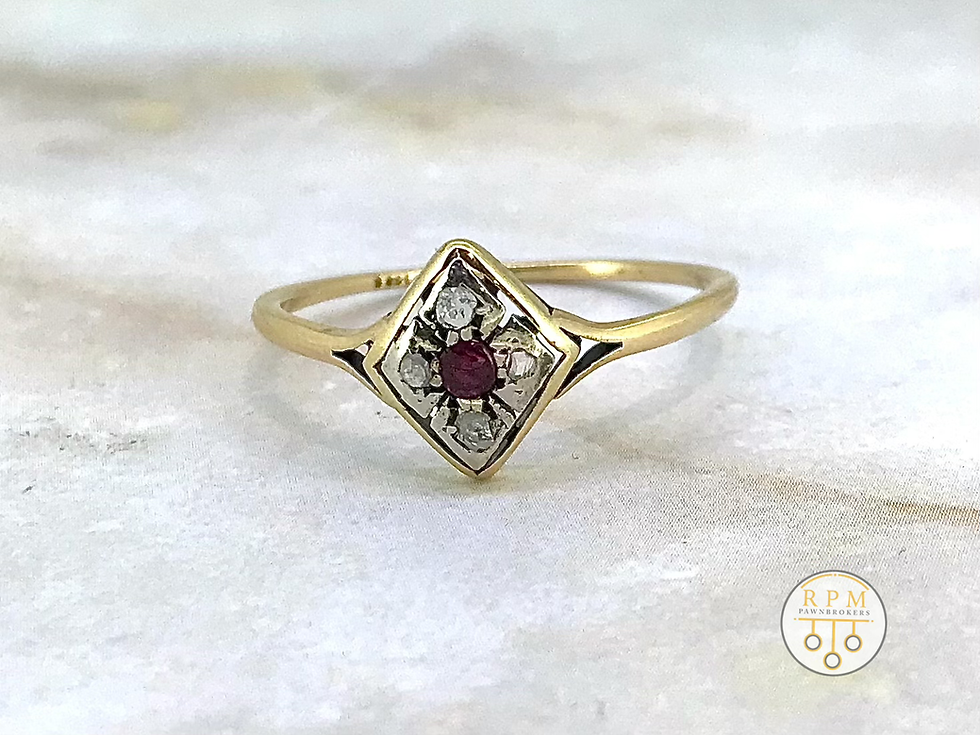 Thumbnail: 18ct Yellow Gold Diamond and Ruby Vintage Ring