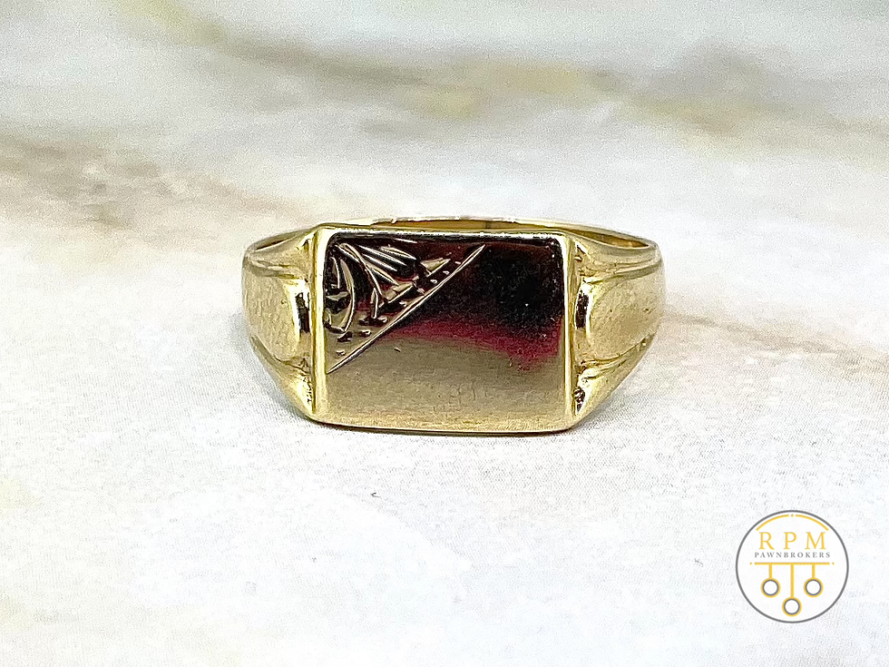 9ct Yellow Gold Patterned Signet Ring