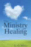 Cover of The Ministry of Healing by E.G. White, featuring a blue sky with a heart-shaped cloud and a green landscape