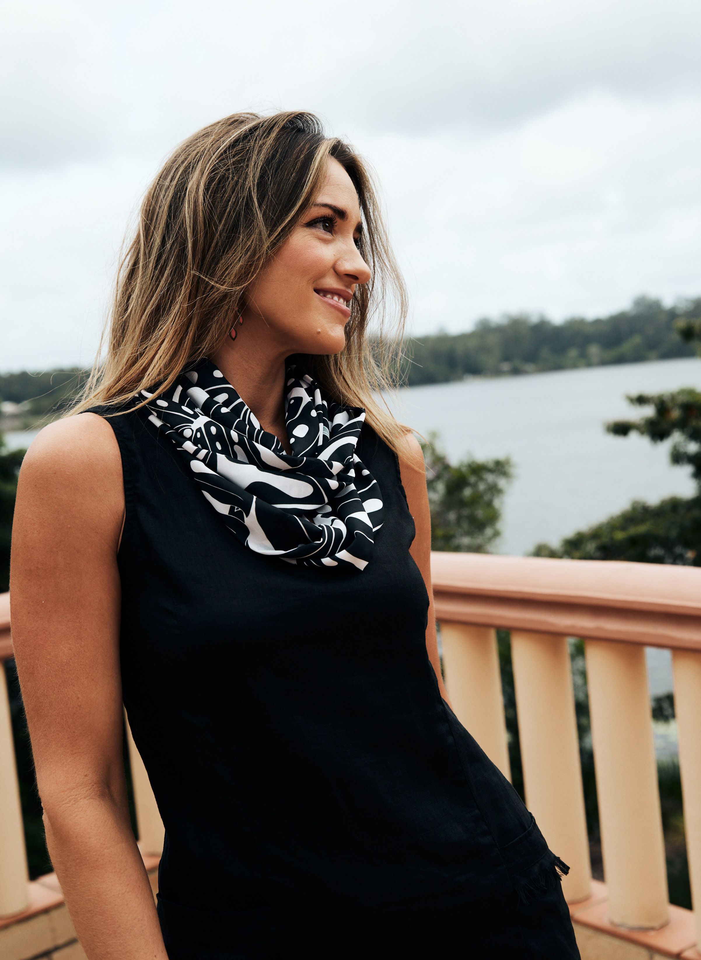 Black Monstera Infinity Scarf