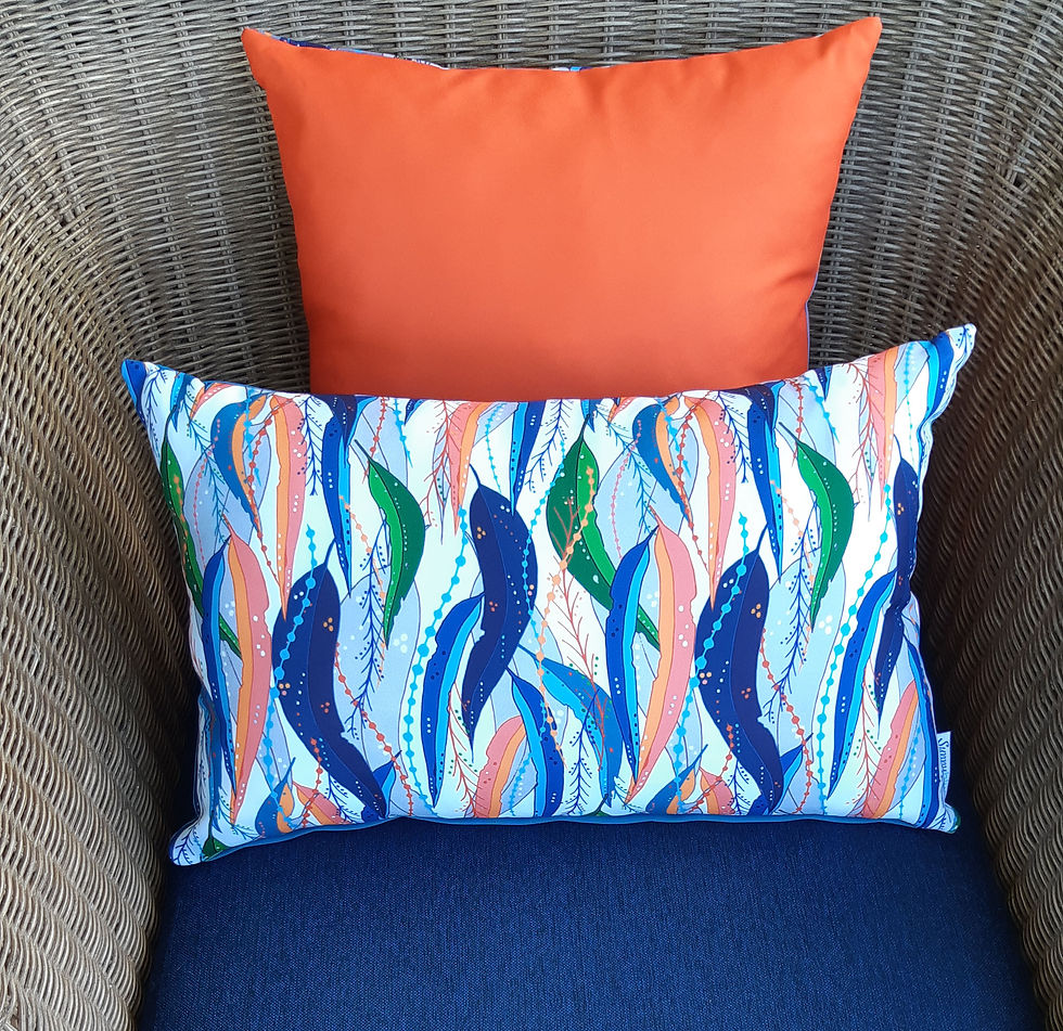 Thumbnail: OUTDOOR INDOOR White Trailing Gum Leaf cushion cover