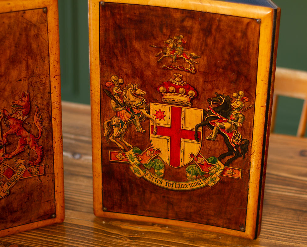 Thumbnail: Pair of Hand Painted Wooden Folio Covers