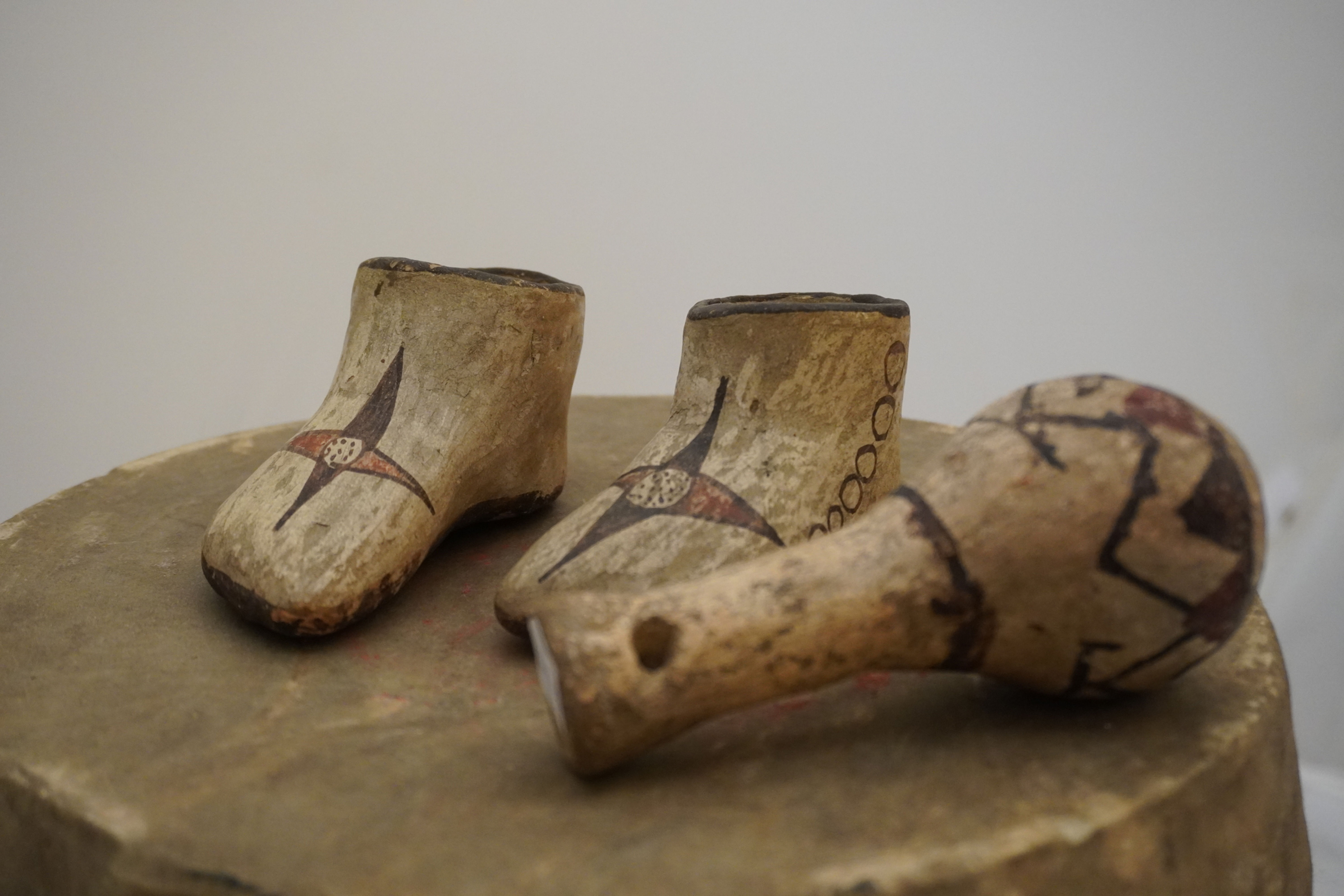 19th Century Hopi Baby Shoes & Rattle