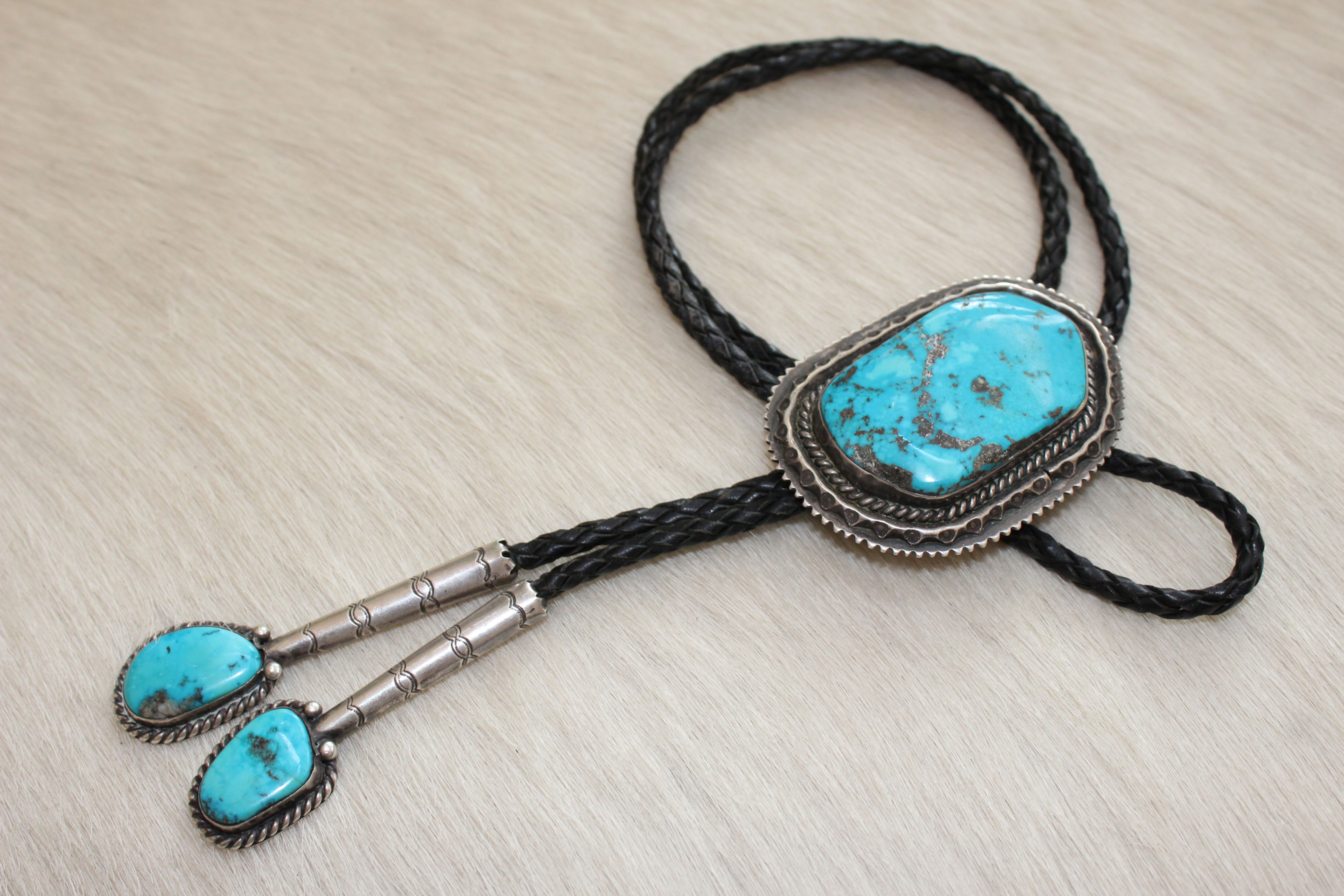 Navajo Morencia Turquoise Bolo Tie