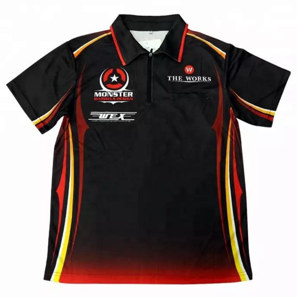 Top Quality wholesale cool flame design dart sports jersey with pocket