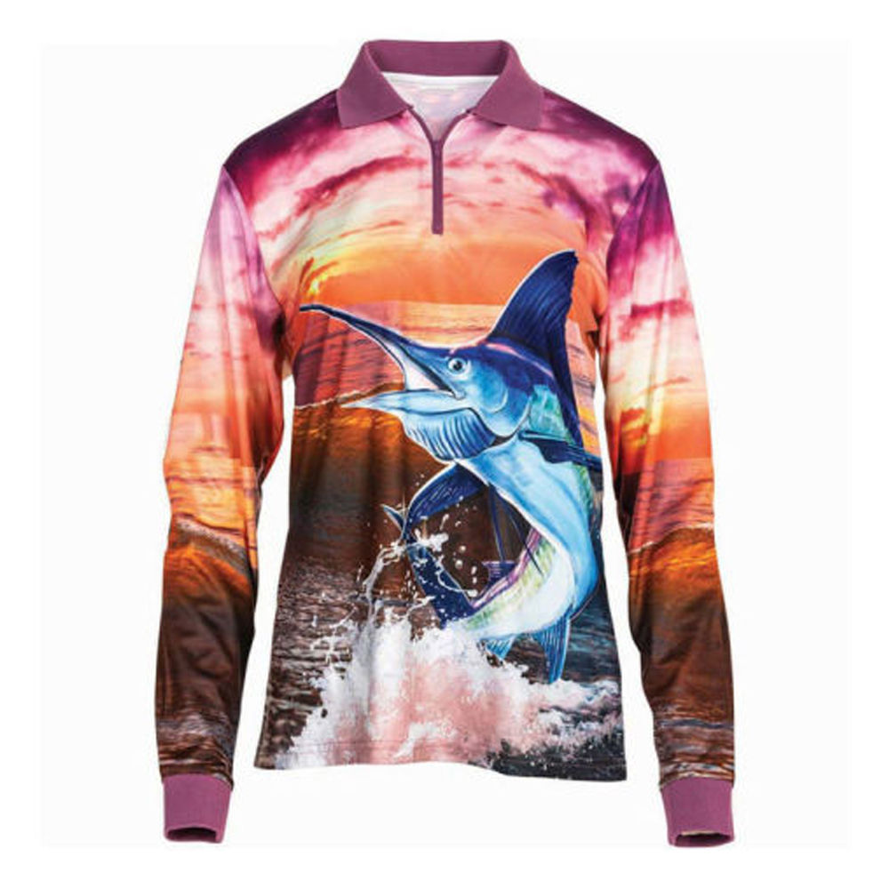 Sublimation printing polyester custom uv protection 1/4 zipper fishing shirts