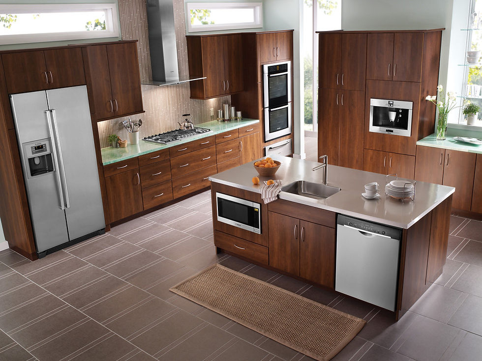 Bosch Kitchen Appliances. 800 series refrigerator, dishwasher, microwave, cooktop and hood. B36CL80SNS B36CL80ENS B36CT80SNS SHEM78ZH5N SHXM88Z75N
