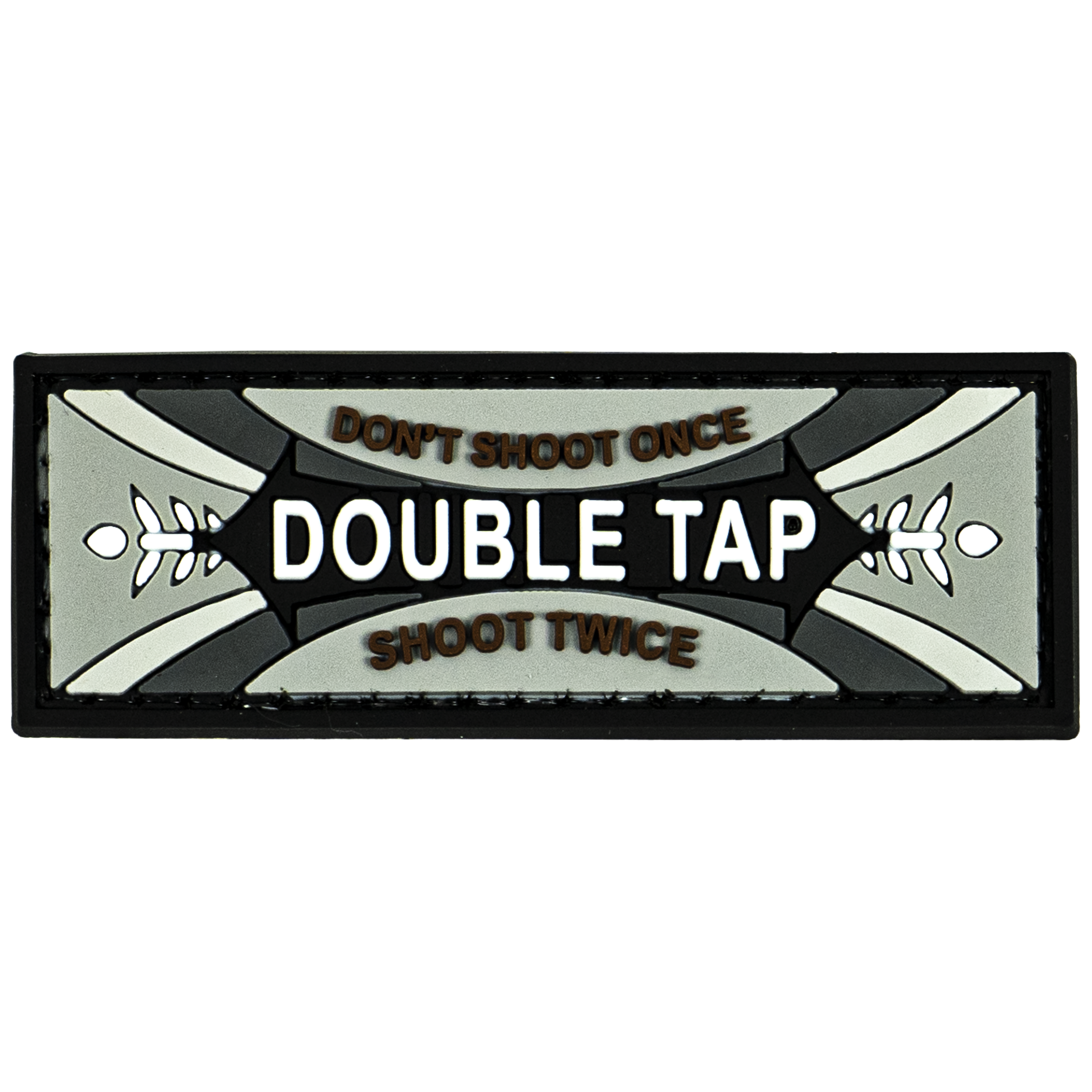 Double Tap Don't Shoot Once Shoot Twice Patch Grey