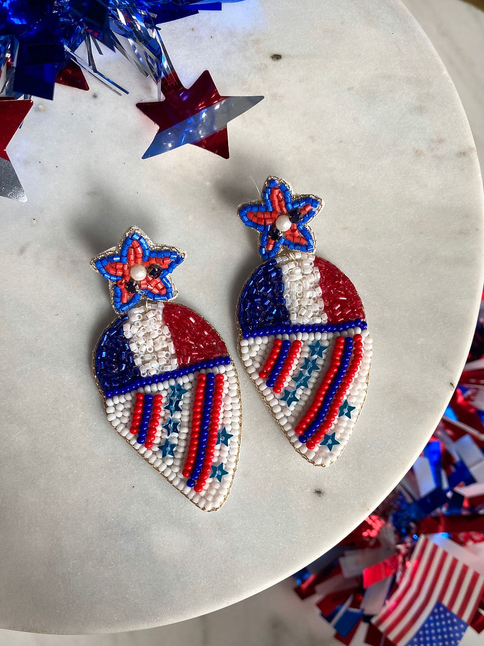 Thumbnail: American Flag Snow Cone Seed Bead Earrings