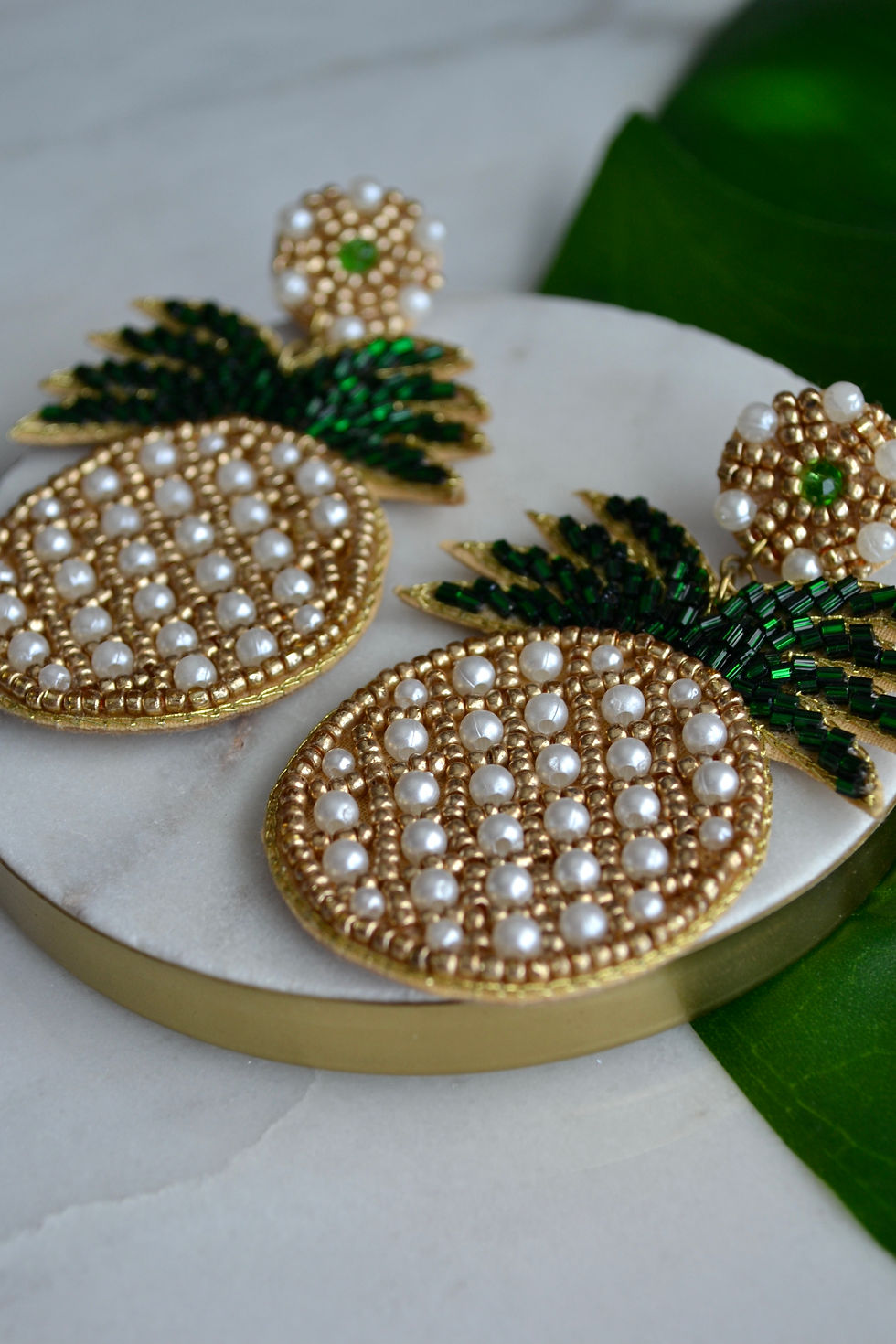 Thumbnail: Pearl and Pineapple Seed Bead Earrings