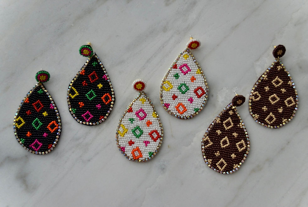 Thumbnail: Designer Inspired Seed Bead Earrings in White