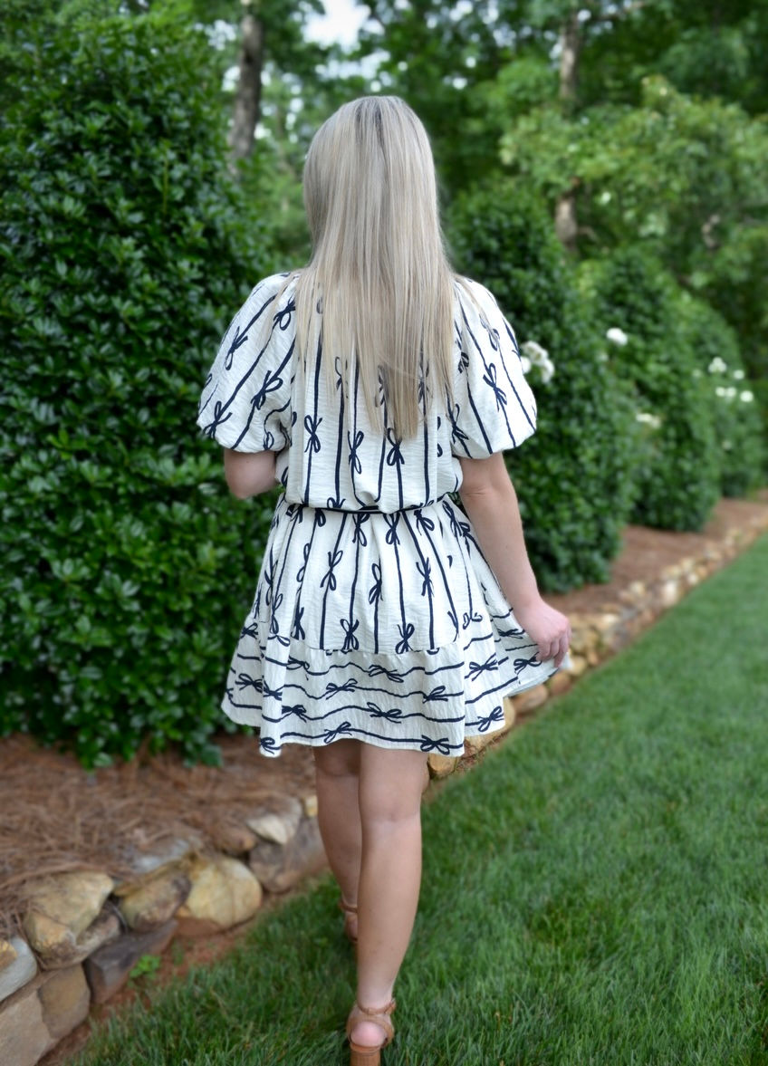 Thumbnail: Navy and White Bow Dress