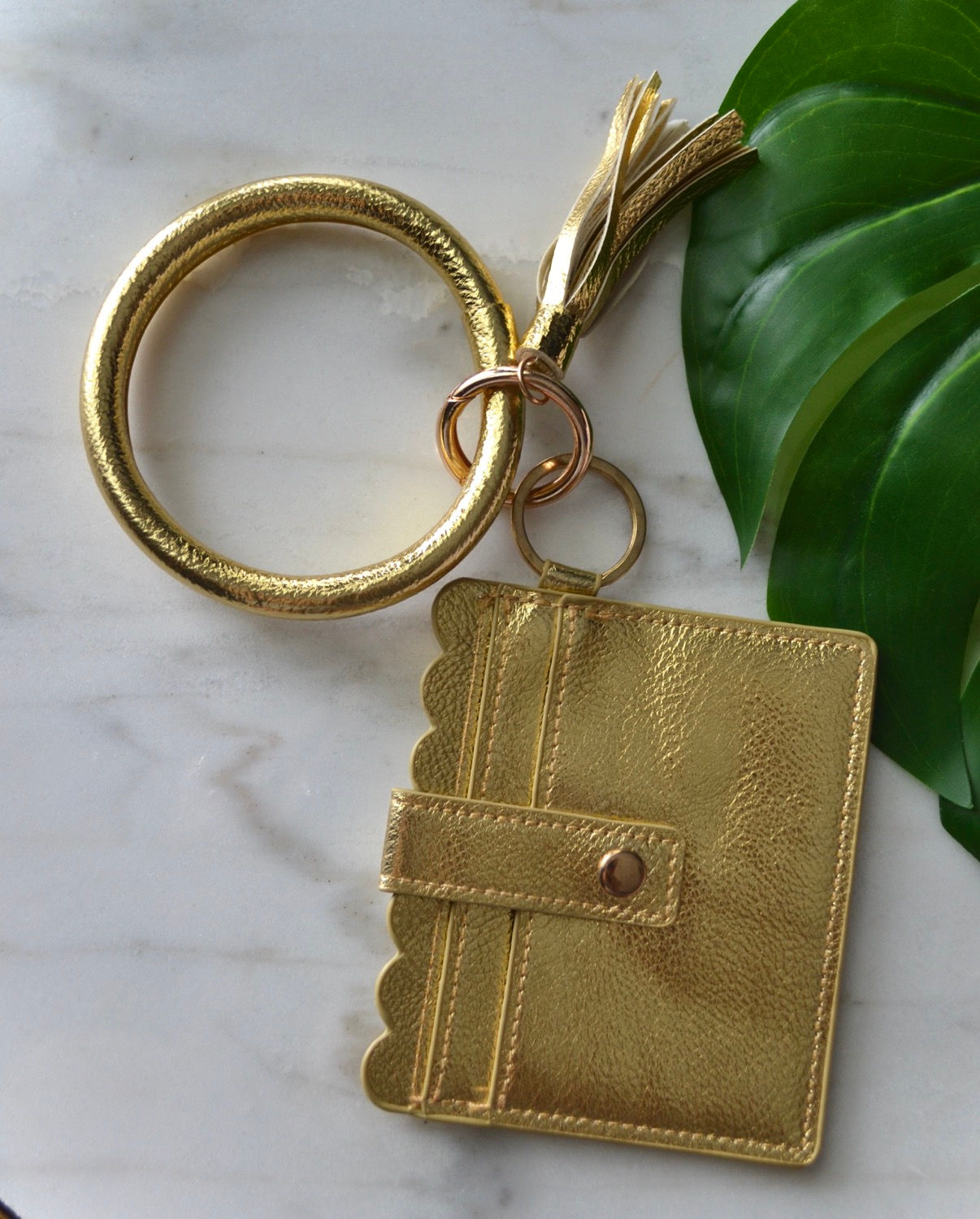 Gold Bangle Keychain with ID Card Holder