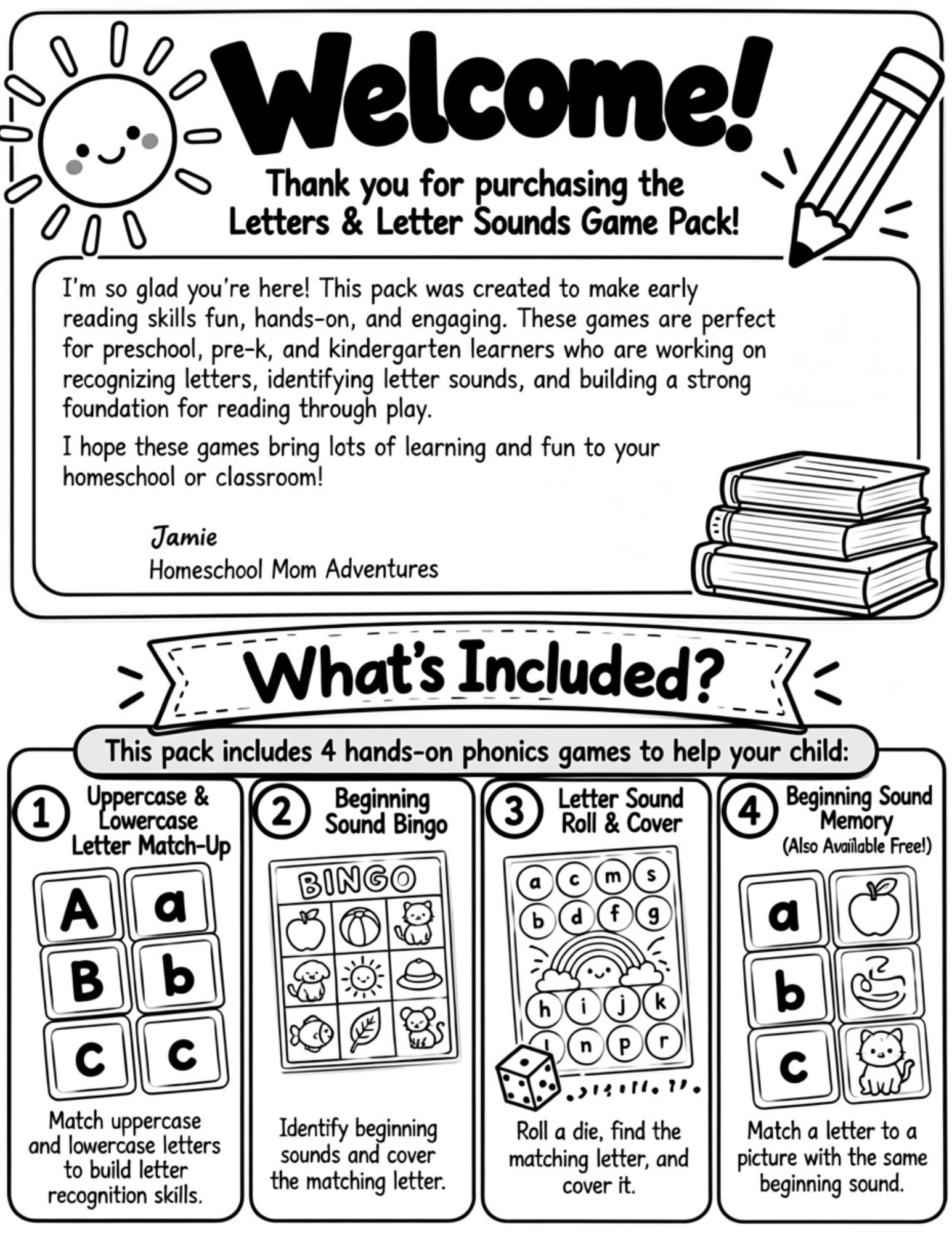 Letters & Letter Sounds Game Pack | 4 Hands-On Phonics Games | Preschool & Kinde