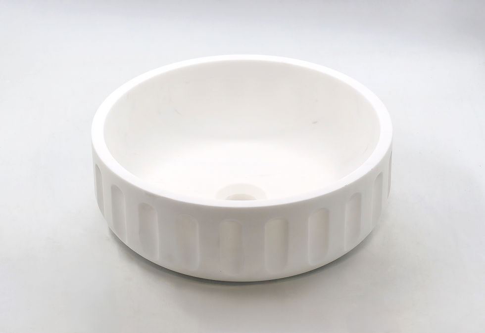 White Dolomite Honed Round & Fluted Basin