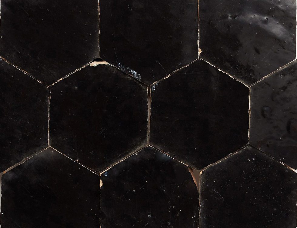 Moroccan Zellige Black Gloss Hexagon 90mm