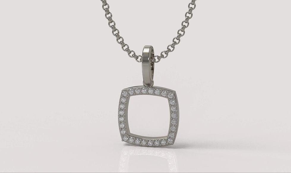 Thumbnail: Square Halo Pendant in Silver with Lab Grown Diamonds