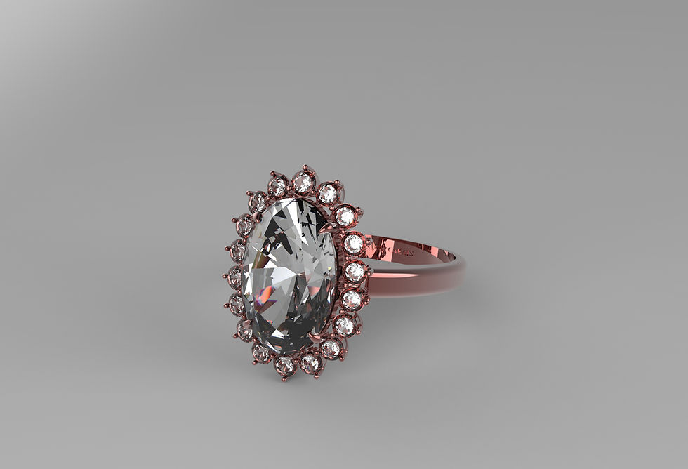 Thumbnail: The Royal - Oval Diamond with halo of round diamonds, Kate Middleton Engagement