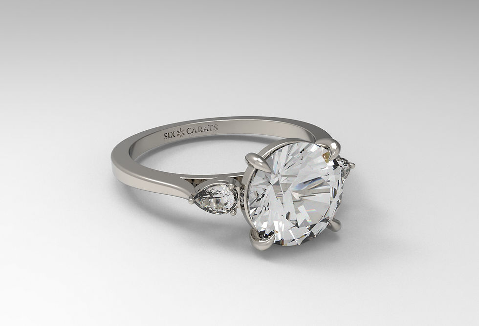 Round Brilliant Diamond Cut with Pear Side Stones Ring
