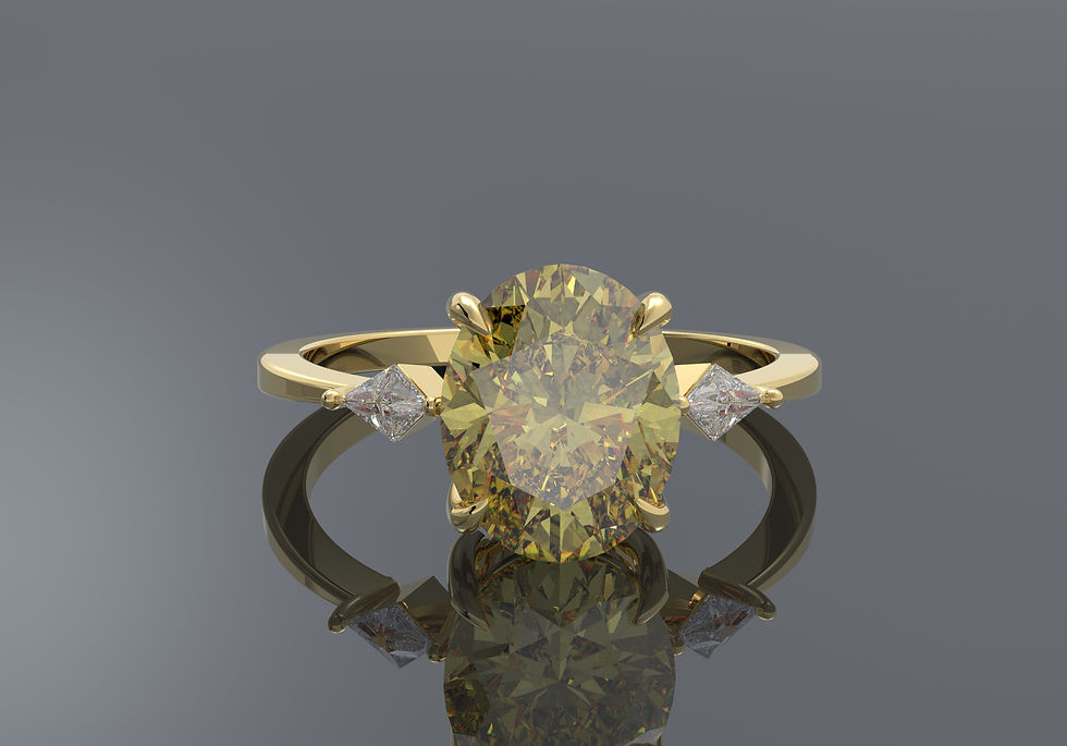 Thumbnail: 1.14 Carat, Fancy Brownish Yellow - Oval Cut Diamond with Kite Diamonds