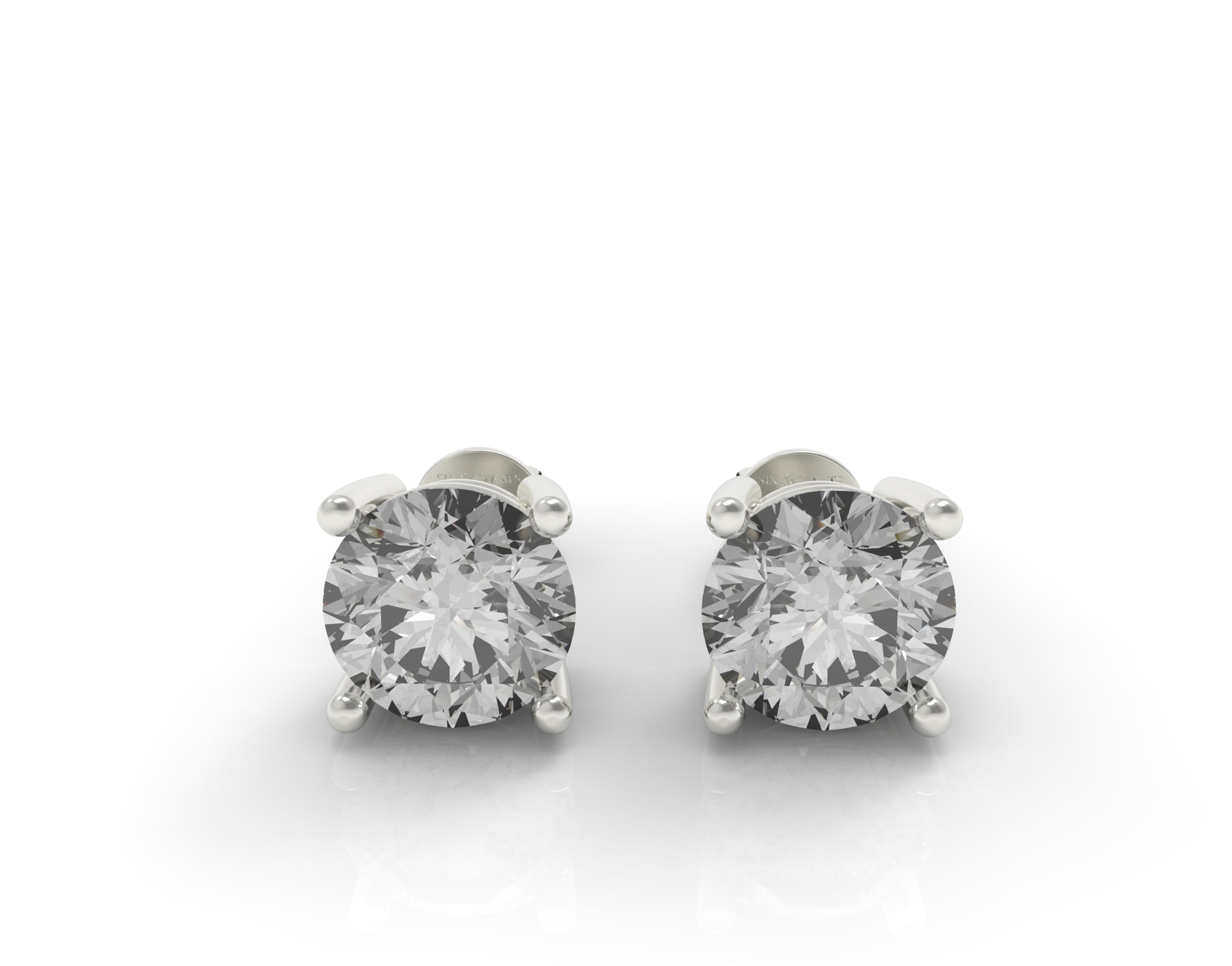 Six Carat Collection - Six Carats Round Brilliant Diamond Earrings with 4 Prongs
