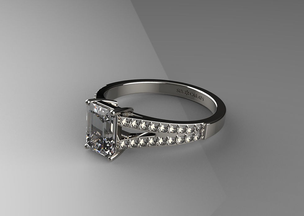 Thumbnail: Six Carat Collection - A Six Carat Emerald Diamond with Split Shank/Diamonds