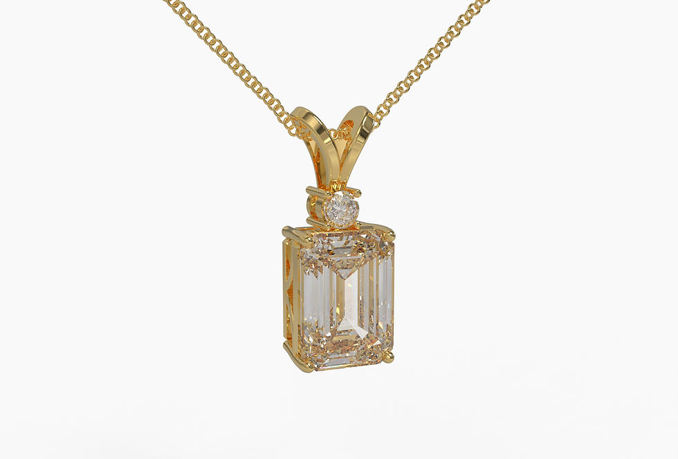 Thumbnail: Emerald Cut Diamond Pendant with Diamond Accent