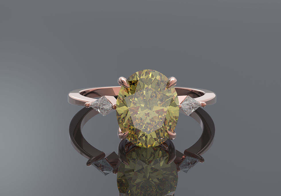 Thumbnail: 1.14 Carat, Fancy Brownish Yellow - Oval Cut Diamond with Kite Diamonds
