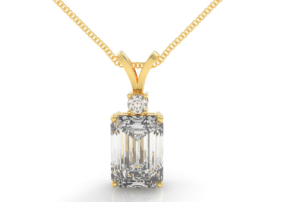 Thumbnail: Six Carat Collection - Six Carat Emerald Cut Diamond Pendant with Diamond Accent