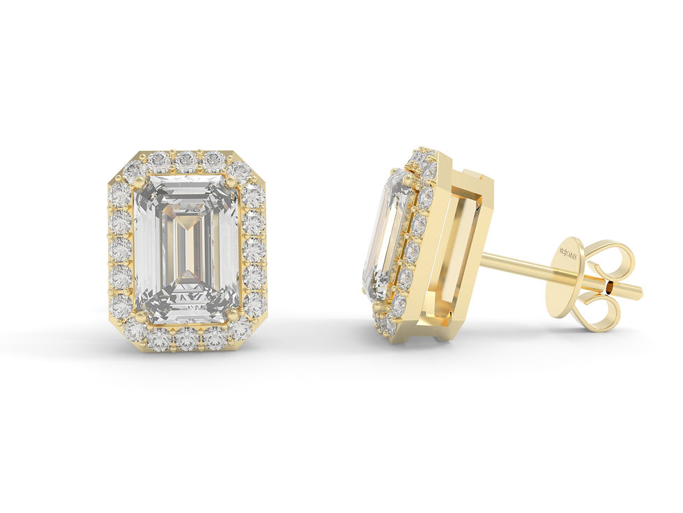Thumbnail: Six Carat Collection - Six Carat Emerald Cut Halo Diamond Earrings
