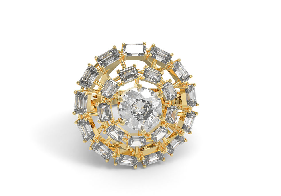 Thumbnail: The Supernova Ring with Round Brilliant & Emerald Lab-Grown Diamond