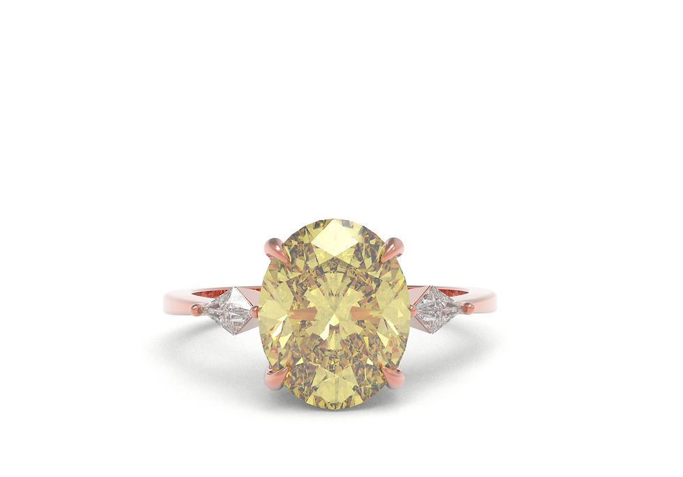 Thumbnail: 1.14 Carat, Fancy Brownish Yellow - Oval Cut Diamond with Kite Diamonds