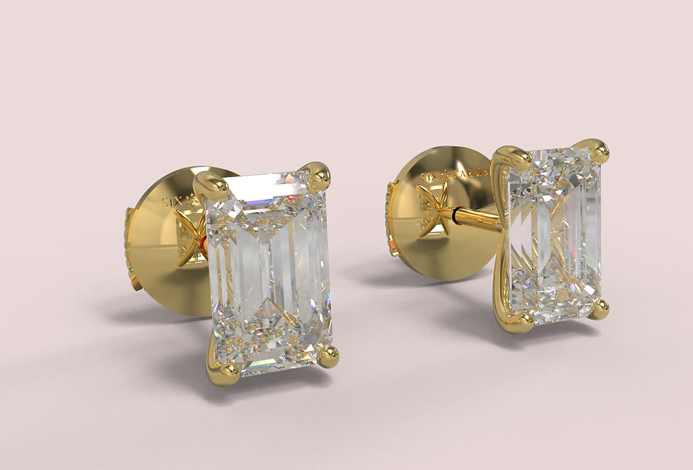 Thumbnail: Emerald Cut Diamond Earrings