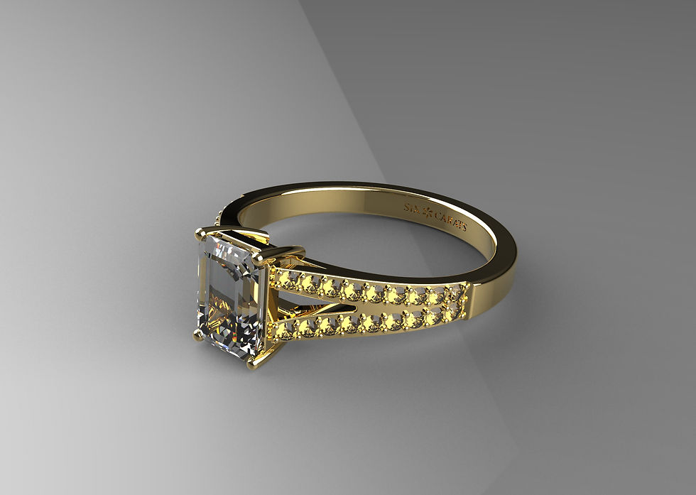 Thumbnail: Six Carat Collection - A Six Carat Emerald Diamond with Split Shank/Diamonds