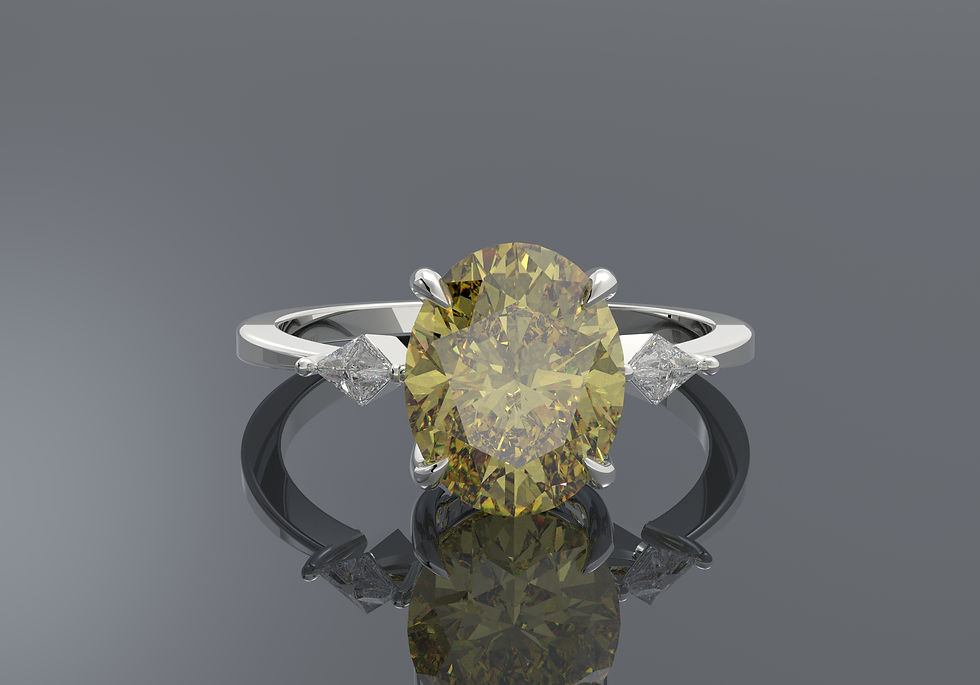 Thumbnail: 1.14 Carat, Fancy Brownish Yellow - Oval Cut Diamond with Kite Diamonds