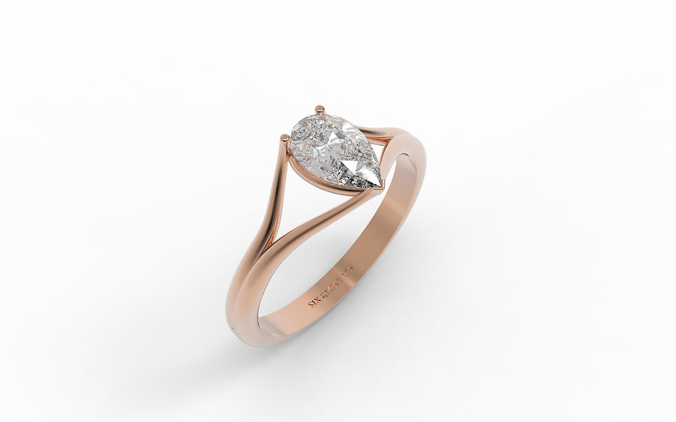 Thumbnail: The Victoria - Pear Cut Diamond Ring set in a split shank
