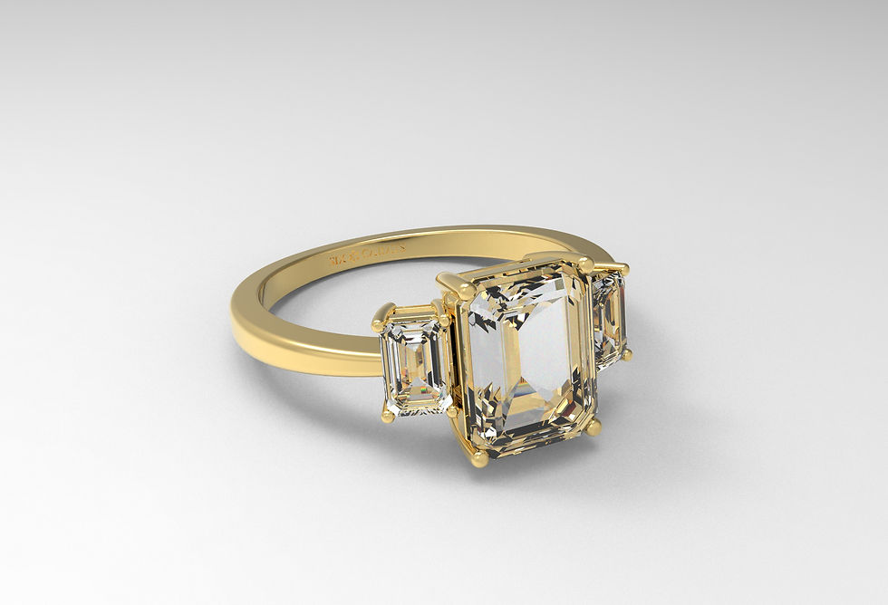 Thumbnail: The Indie - Trilogy Emerald Diamond Ring