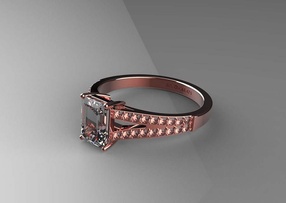 Thumbnail: Six Carat Collection - A Six Carat Emerald Diamond with Split Shank/Diamonds