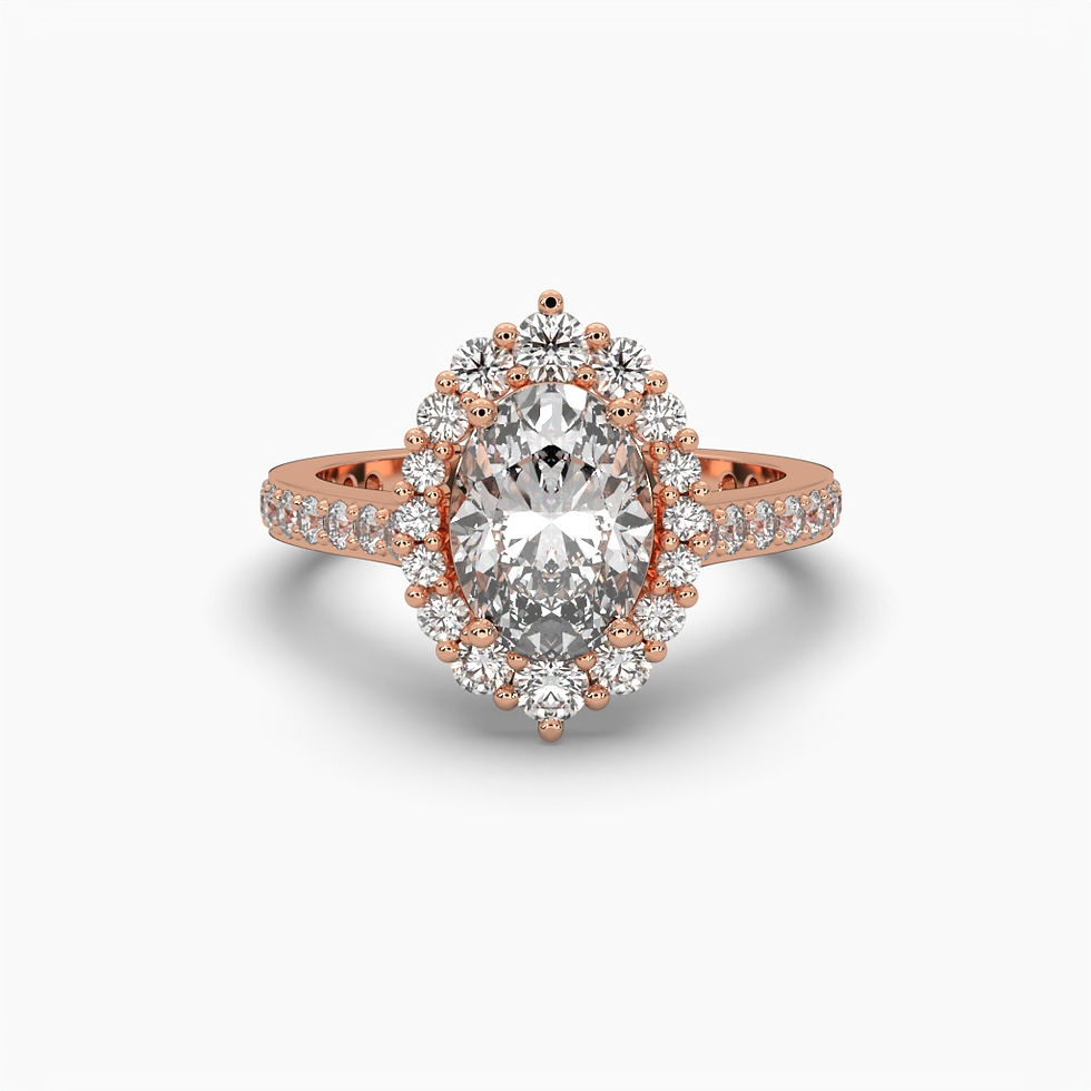 Thumbnail: The Indie - Oval diamond with a Halo set in a Pave Band