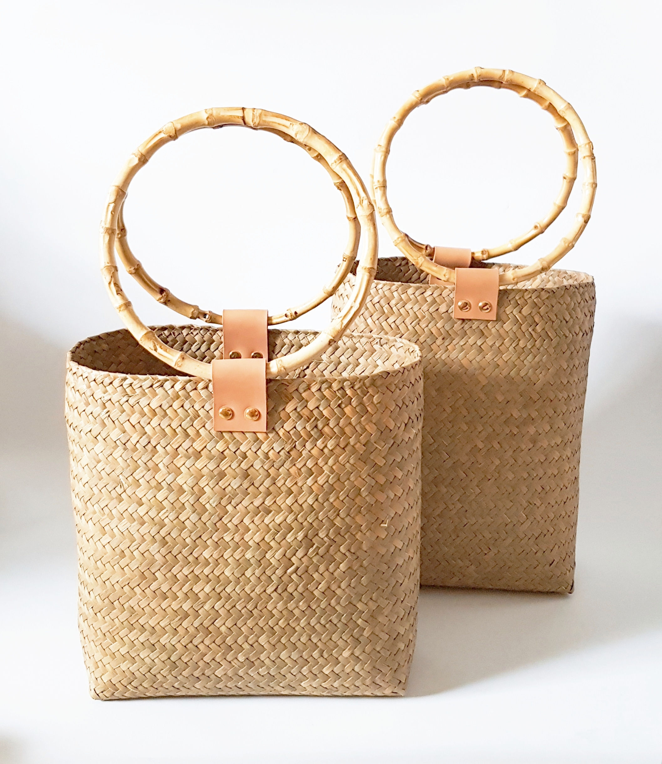 Bamboo Round Handle Straw Bag