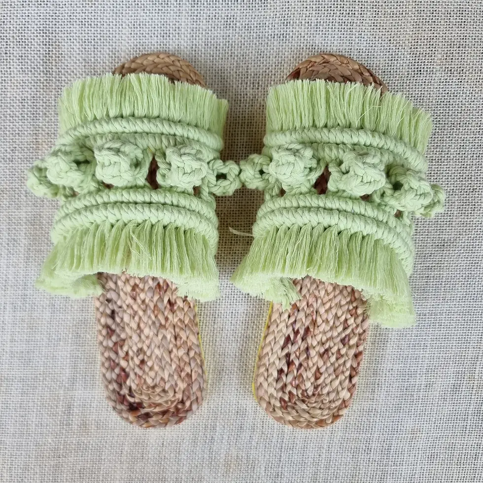 Thumbnail: handmade straw beach slippers