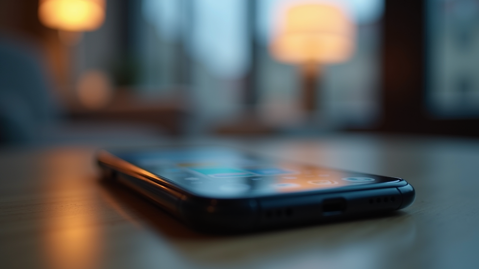 Eye-level view of a smartphone displaying a mobile app interface