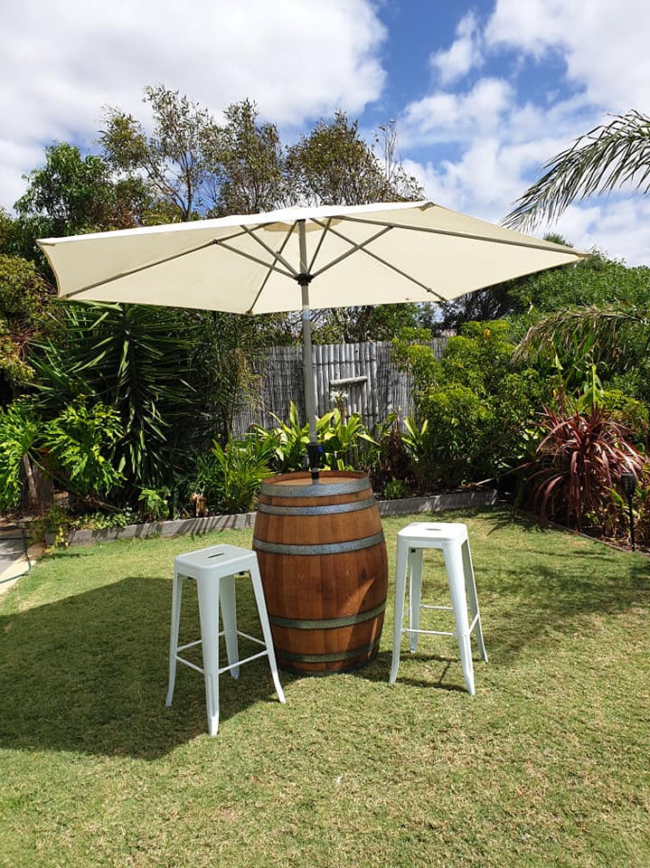 Wine barrel umbrella set fleurieueventhire