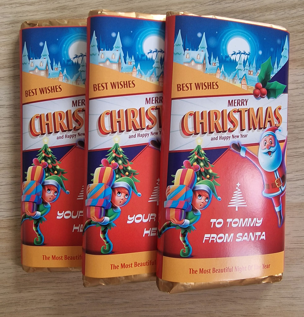 Thumbnail: Personalised Santa Christmas chocolate bar/wrapper, Secret Santa gift, Elf Gift