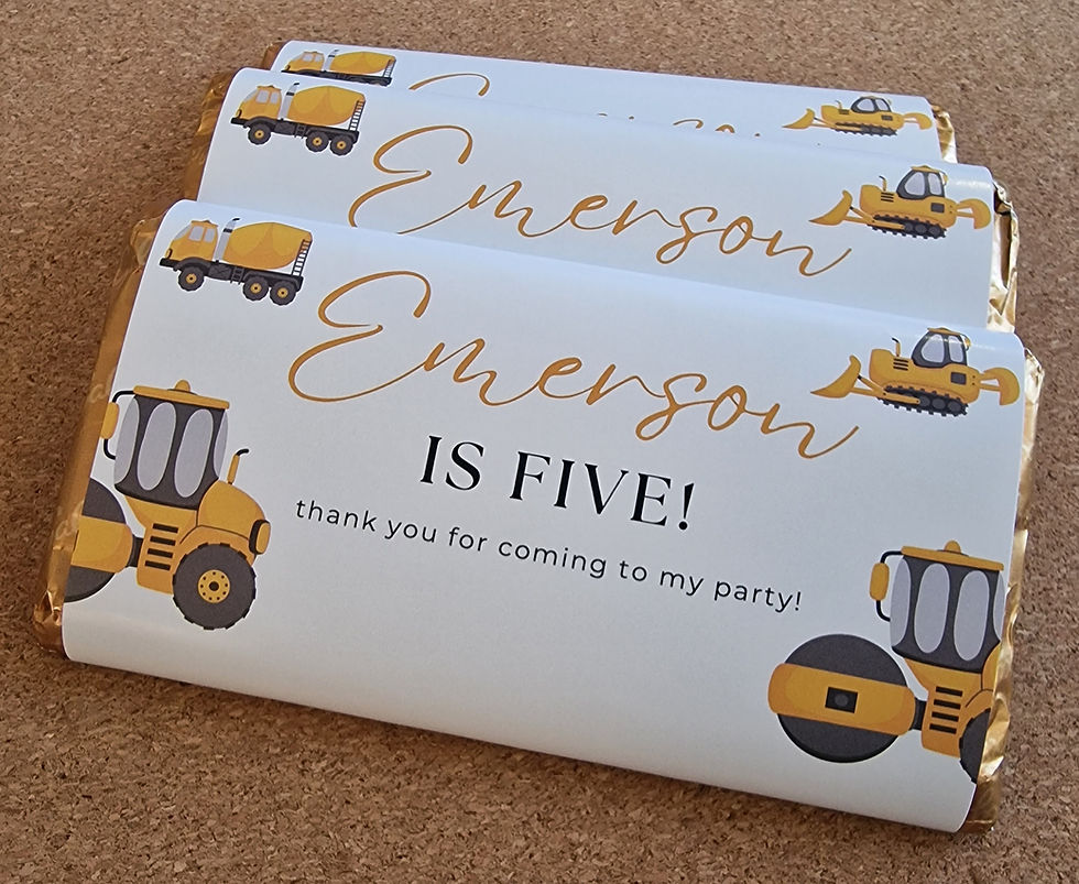 Thumbnail: Diggers and tractors party chocolate bar wrapper gift