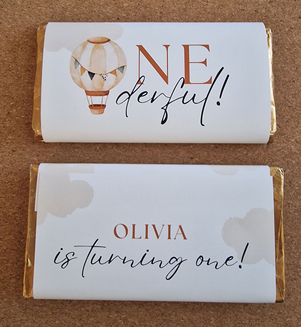 Thumbnail: 1st birthday party chocolate bar wrapper gift